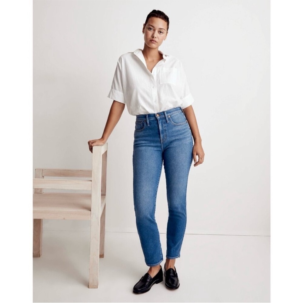 Madewell Curvy Stovepipe Jean Womens Size 25P Petite High Rise Blue Denim